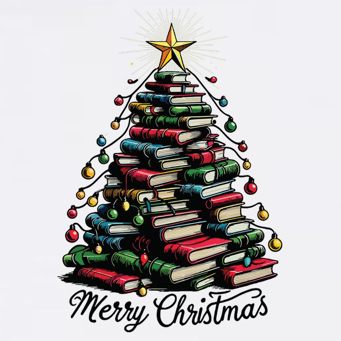 Merry Christmas Tree Love Reading Books Librarian Visor