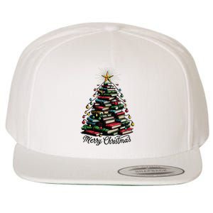 Merry Christmas Tree Love Reading Books Librarian Wool Snapback Cap