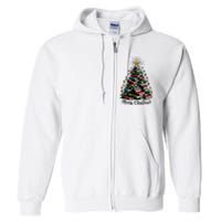 Merry Christmas Tree Love Reading Books Librarian Full Zip Hoodie