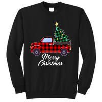 Merry Christmas Tree Buffalo Plaid Red Truck Tall Sweatshirt