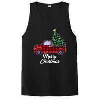 Merry Christmas Tree Buffalo Plaid Red Truck PosiCharge Competitor Tank