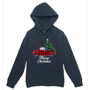 Merry Christmas Tree Buffalo Plaid Red Truck Urban Pullover Hoodie