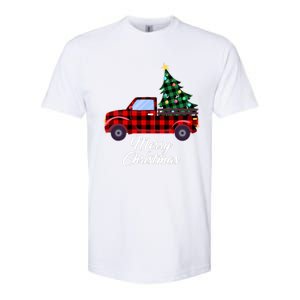 Merry Christmas Tree Buffalo Plaid Red Truck Softstyle CVC T-Shirt