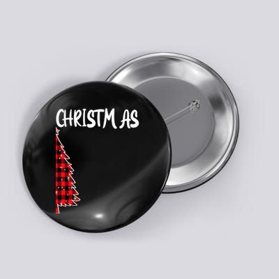 Merry Christmas Tree Buffalo Plaid Xmas Couples Matching Button