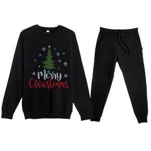 Merry Christmas Tree Christmas For Women Premium Crewneck Sweatsuit Set