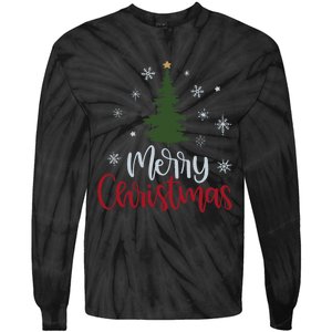 Merry Christmas Tree Christmas For Women Tie-Dye Long Sleeve Shirt