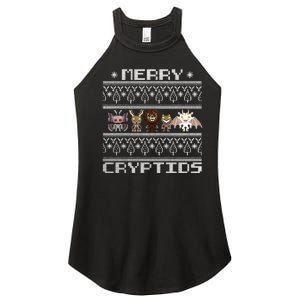 Merry Cryptids Ugly Christmas Bigfoot Mothman Wendigo Long Sleeve Women's Perfect Tri Rocker Tank