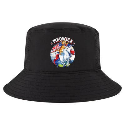 Meowica Cat Unicorn 4th Of July Merica Cool Comfort Performance Bucket Hat