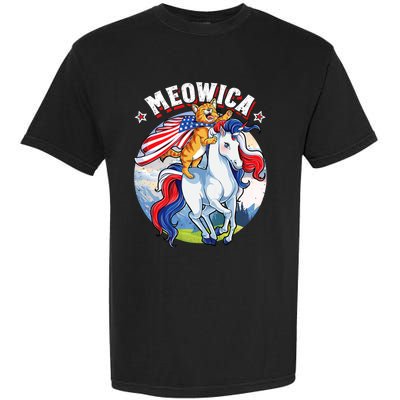 Meowica Cat Unicorn 4th Of July Merica Garment-Dyed Heavyweight T-Shirt