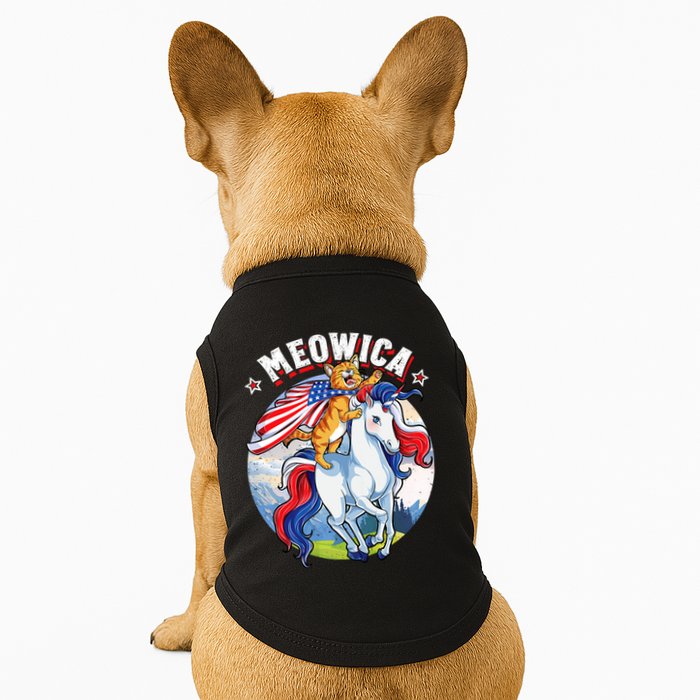 Meowica Cat Unicorn 4th Of July Merica Doggie Tank