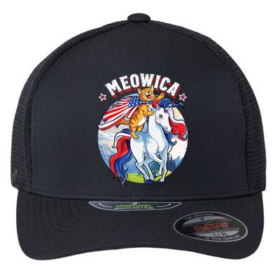 Meowica Cat Unicorn 4th Of July Merica Flexfit Unipanel Trucker Cap