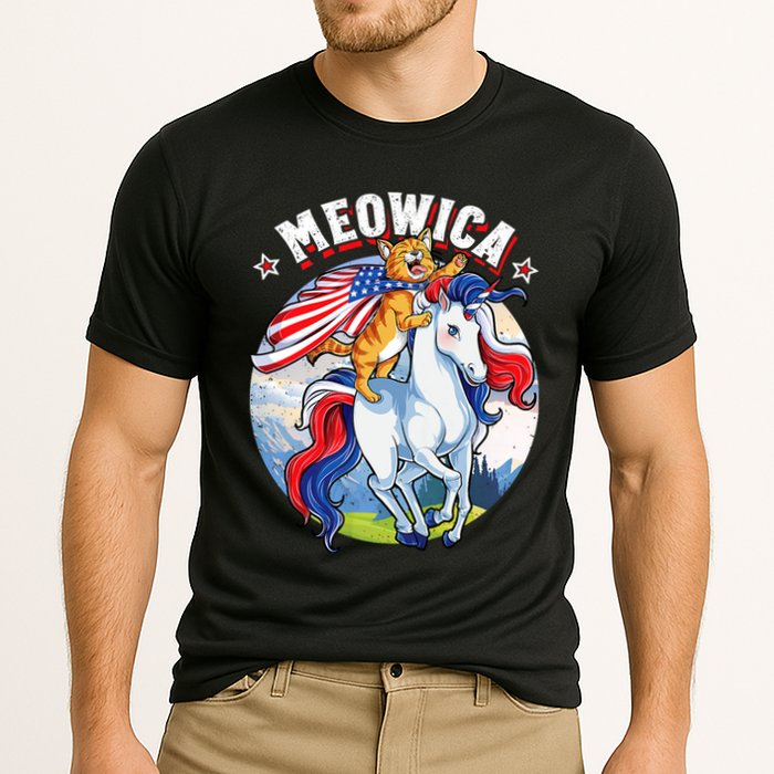 Meowica Cat Unicorn 4th Of July Merica Performance Shirt