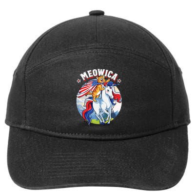 Meowica Cat Unicorn 4th Of July Merica 7-Panel Snapback Hat