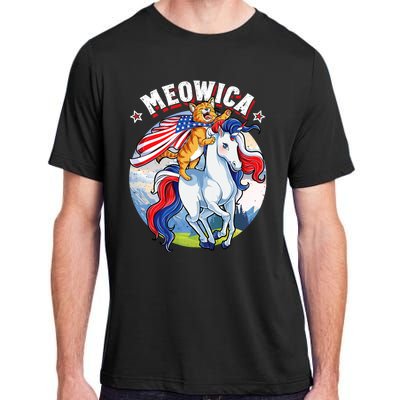 Meowica Cat Unicorn 4th Of July Merica Adult ChromaSoft Performance T-Shirt