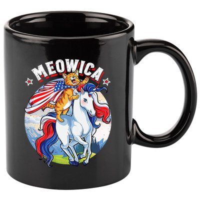 Meowica Cat Unicorn 4th Of July Merica 11oz C Handle Ceramic Mug