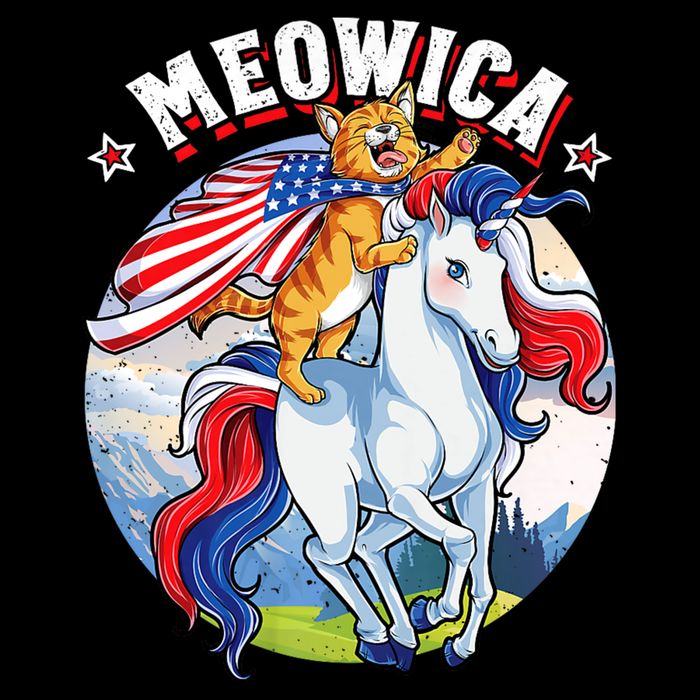 Meowica Cat Unicorn 4th Of July Merica Drawstring Bag