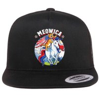 Meowica Cat Unicorn 4th Of July Merica Flatbill Hat