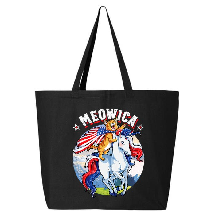 Meowica Cat Unicorn 4th Of July Merica 25L Jumbo Tote