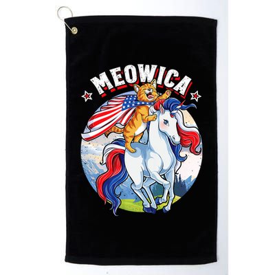 Meowica Cat Unicorn 4th Of July Merica Golf Towel