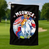 Meowica Cat Unicorn 4th Of July Merica Golf Towel