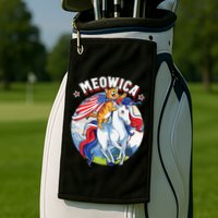 Meowica Cat Unicorn 4th Of July Merica Golf Towel