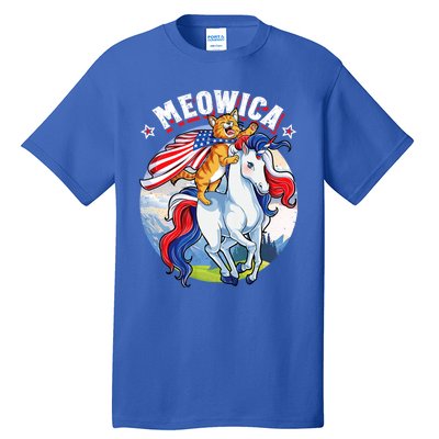 Meowica Cat Unicorn 4th Of July Merica Tall T-Shirt