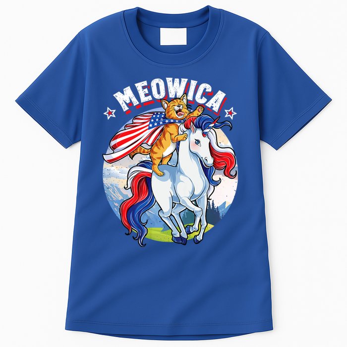 Meowica Cat Unicorn 4th Of July Merica Tall T-Shirt