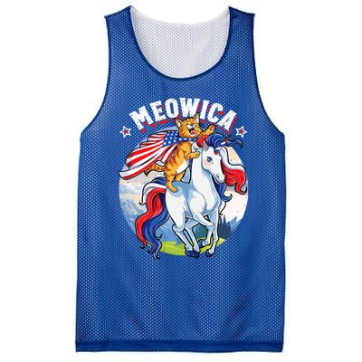 Meowica Cat Unicorn 4th Of July Merica Mesh Reversible Basketball Jersey Tank