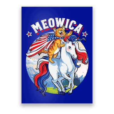 Meowica Cat Unicorn 4th Of July Merica Poster