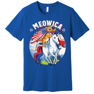 Meowica Cat Unicorn 4th Of July Merica Premium T-Shirt