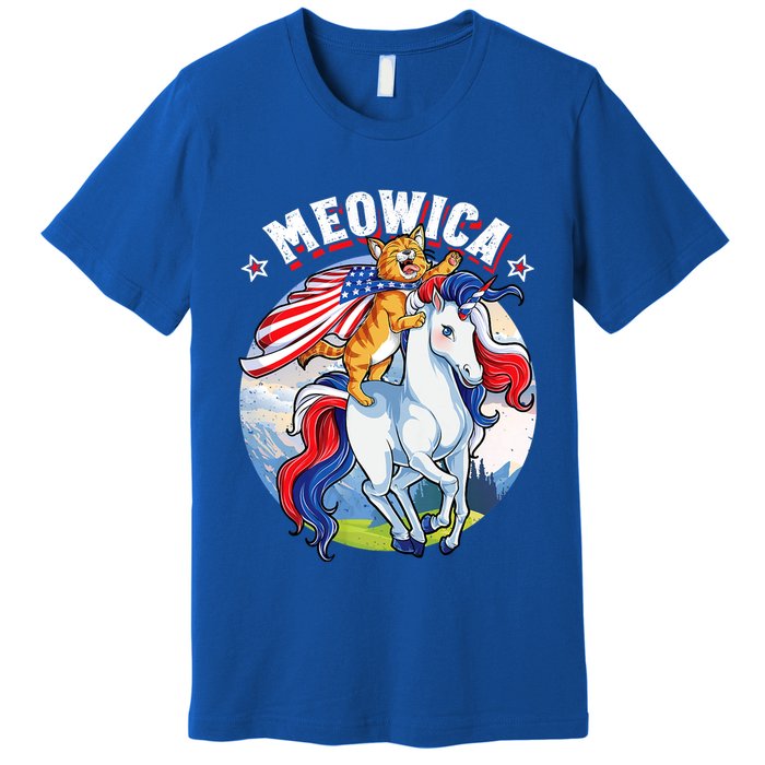 Meowica Cat Unicorn 4th Of July Merica Premium T-Shirt
