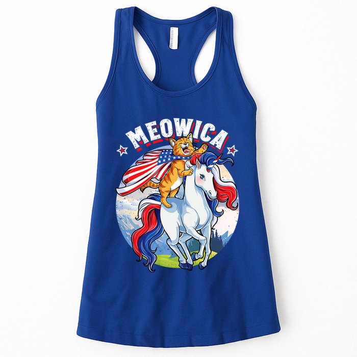 Meowica Cat Unicorn 4th Of July Merica Womens Tank Top