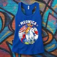 Meowica Cat Unicorn 4th Of July Merica Womens Tank Top