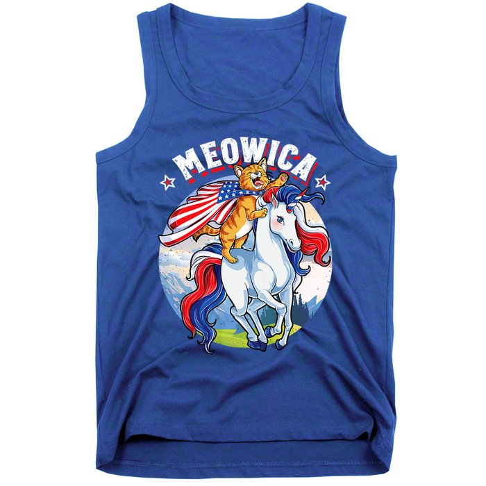 Meowica Cat Unicorn 4th Of July Merica Tank Top