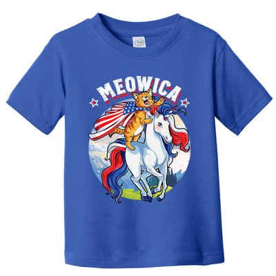 Meowica Cat Unicorn 4th Of July Merica Toddler T-Shirt