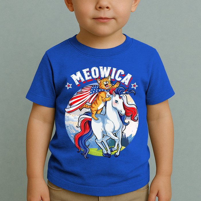 Meowica Cat Unicorn 4th Of July Merica Toddler T-Shirt