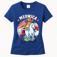 Meowica Cat Unicorn 4th Of July Merica Womens T-Shirt