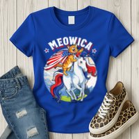 Meowica Cat Unicorn 4th Of July Merica Womens T-Shirt