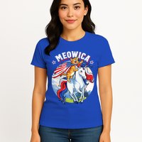 Meowica Cat Unicorn 4th Of July Merica Womens T-Shirt