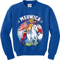 Meowica Cat Unicorn 4th Of July Merica Kids Sweatshirt