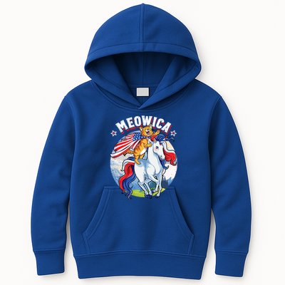 Meowica Cat Unicorn 4th Of July Merica Kids Hoodie