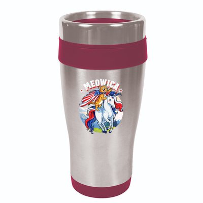 Meowica Cat Unicorn 4th Of July Merica 16oz Travel Tumbler