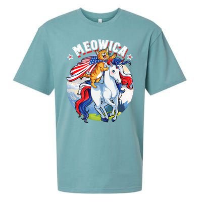 Meowica Cat Unicorn 4th Of July Merica Sueded Cloud Jersey T-Shirt