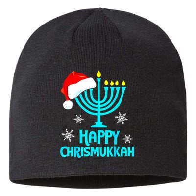 Merry Chrismukkah Ugly Xmas Funny Hanukkah Christmas Sustainable Beanie