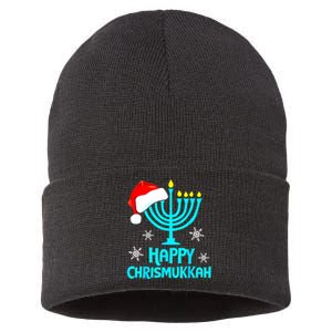 Merry Chrismukkah Ugly Xmas Funny Hanukkah Christmas Sustainable Knit Beanie