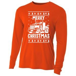 Merry Christmas Ugly Xmas Trucker Funny Truck Driver Love Cute Gift Cooling Performance Long Sleeve Crew