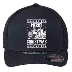 Merry Christmas Ugly Xmas Trucker Funny Truck Driver Love Cute Gift Flexfit Unipanel Trucker Cap