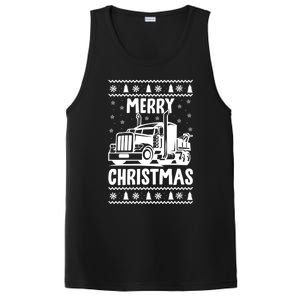 Merry Christmas Ugly Xmas Trucker Funny Truck Driver Love Cute Gift PosiCharge Competitor Tank