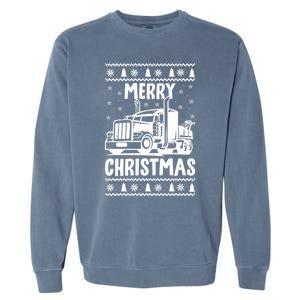 Merry Christmas Ugly Xmas Trucker Funny Truck Driver Love Cute Gift Garment-Dyed Sweatshirt