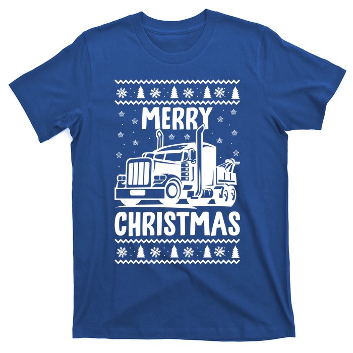 Merry Christmas Ugly Xmas Trucker Funny Truck Driver Love Cute Gift T-Shirt